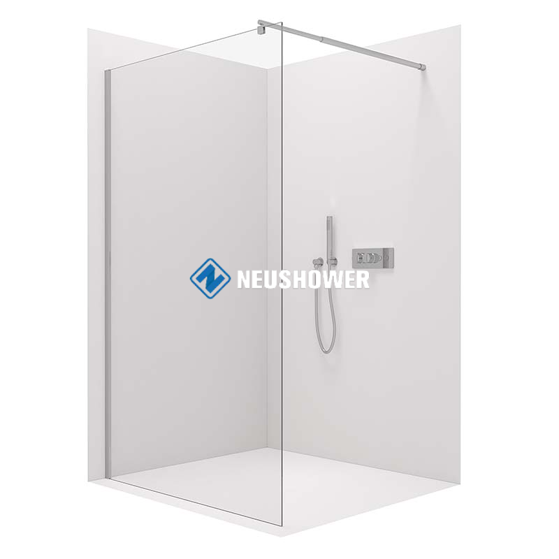 Walk-in Shower Enclosure DY102 - 10 mm Grey Glass - 14mm Stainless Steel Profile - Selectable width and profile colour Bathroom Shower Door