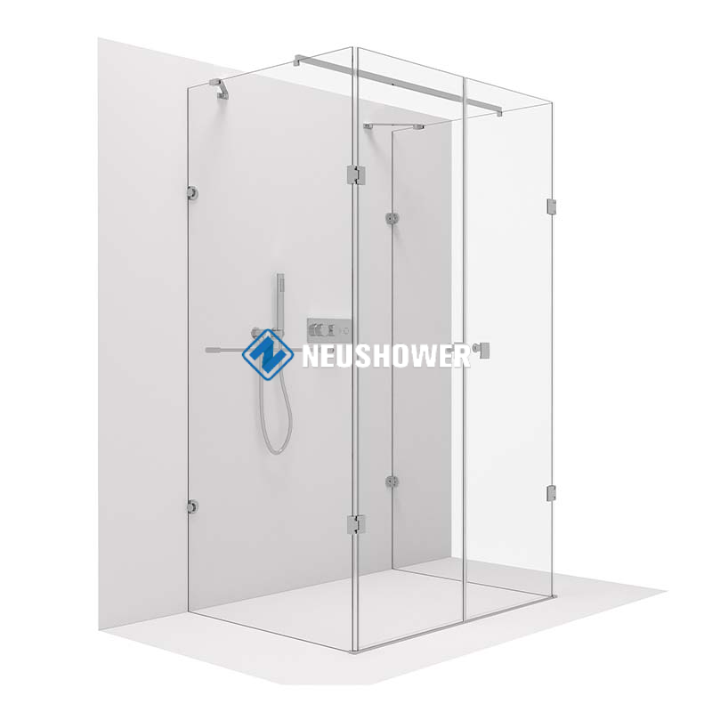 Frameless Tempered Glass U shape Shower Enclosure Custom 2 or 3 Sides Shower Cubicles Shower Cabin Unit Glass Door With Brass Hinge Shower Room