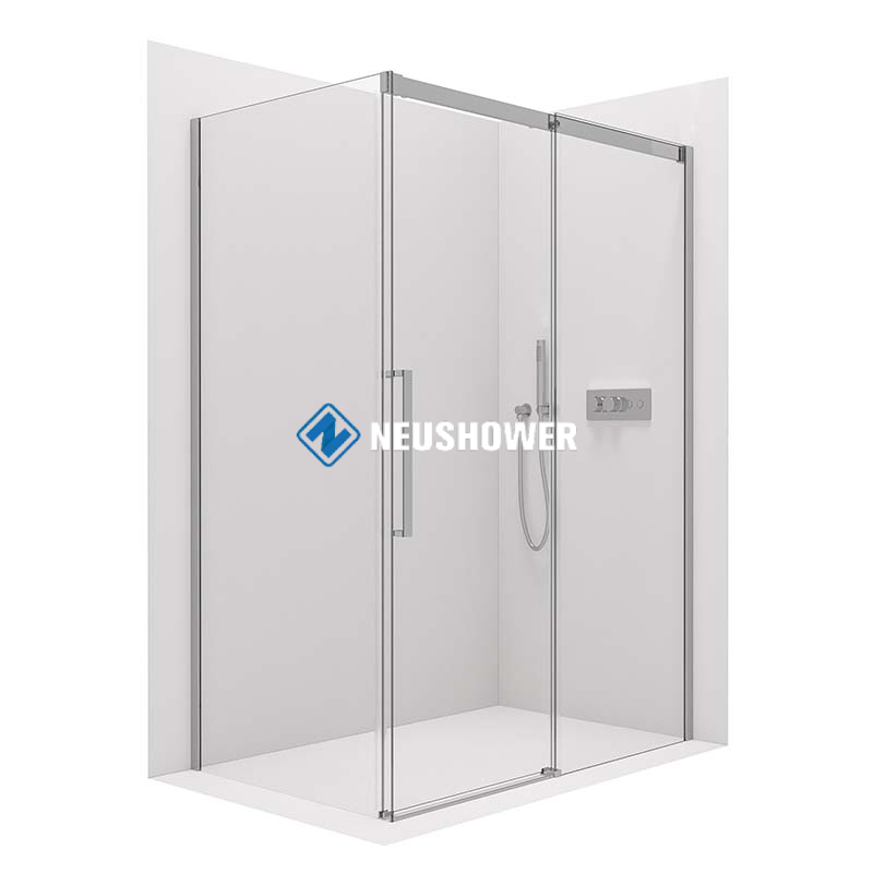 China Shower Enclosre Supplier Soft-Close Sliding Door Shower Enclosure DX906 FLEX - Matt Black Chrome profiles